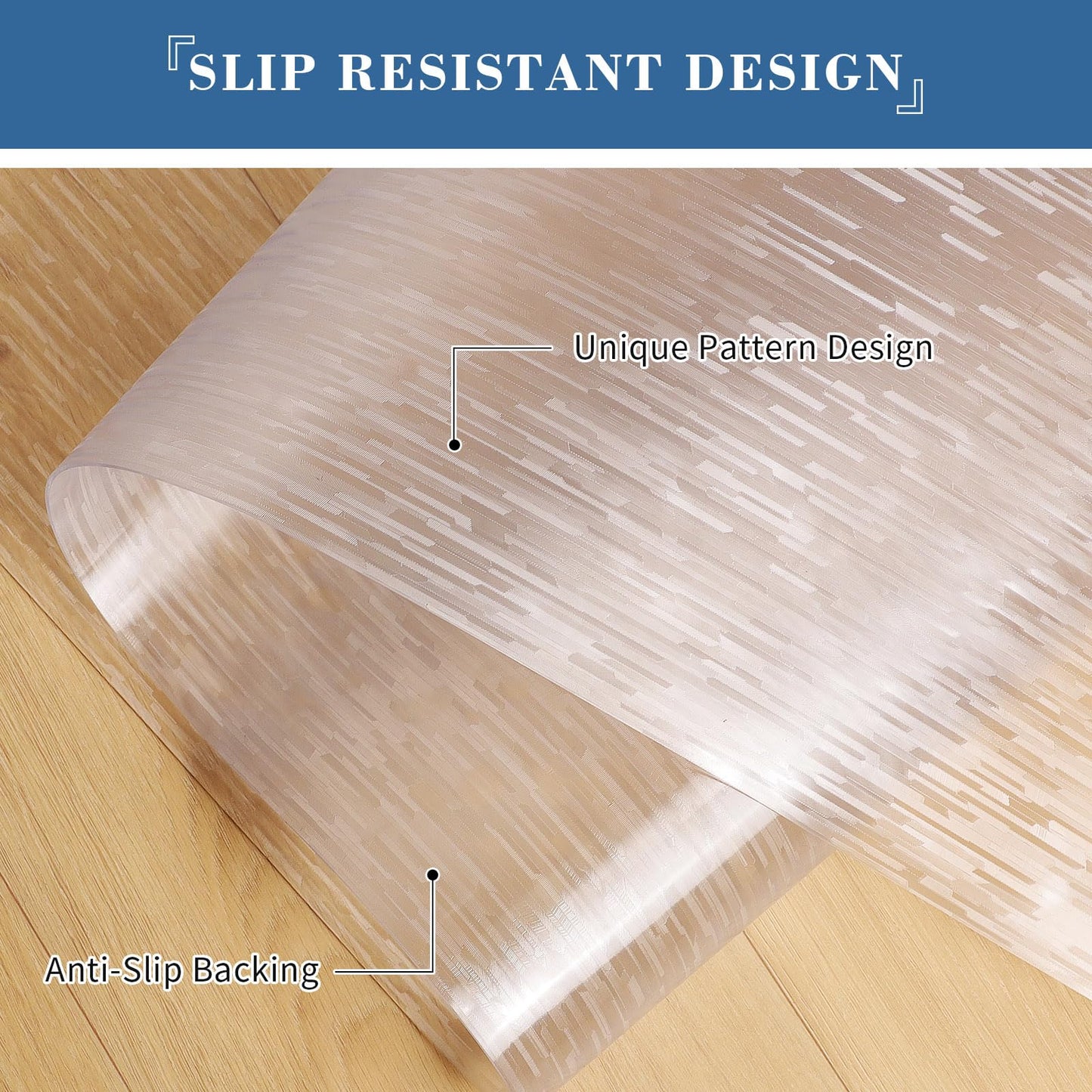 Clear Chair Mat, TYDLE 50" x 65" Large Office Chair Mat for Hard Floor, Vinyl Floor Mat for Gaming Chairs, Slip Resistant Floor Protector Rolling Computer Desk Mat for Hardwood Floor, Clear