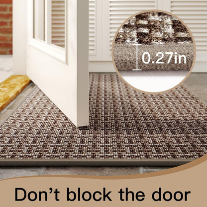 YDKGL Door Mat 24"x35", Dirt Resistant and Absorbent, Non-Slip Rubber Backing Floor Mats, Easy Clean Low-Profile Doormat for Entryway, Front Door, Inside Entrance, Brown