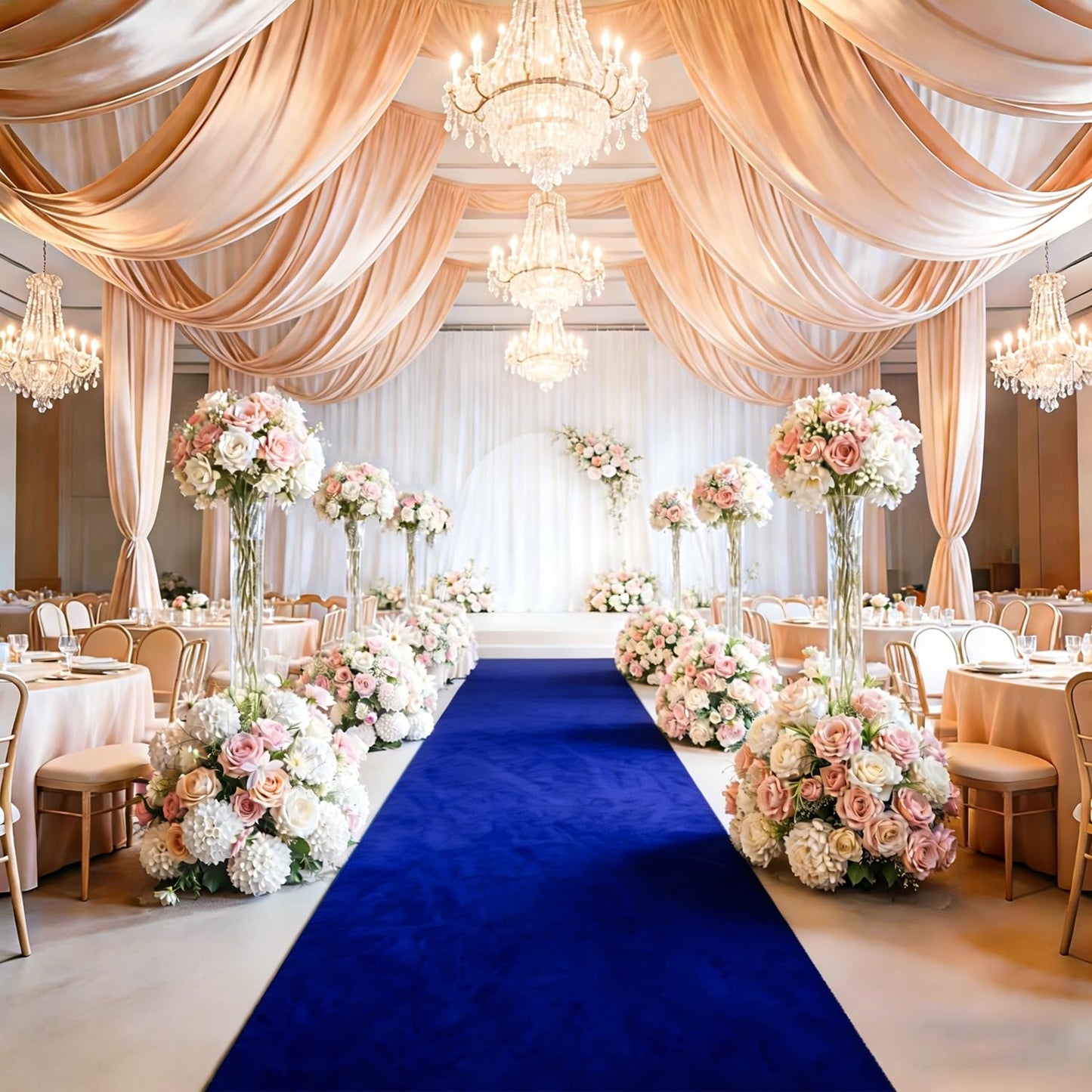 Blue Aisle Runner for Wedding Ceremony 48" x20FT Wedding Aisle Runners Royal Blue Velvet Runners Carpet Runner for Event Party Runner Floor Aisle Birthday Runway for Rug Walkway Prom Decorations