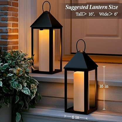 4" x 14" White Large Waterproof Outdoor Flameless Candles Battery Operated LED Flickering Pillar Candles with Remote and Timer for Indoor Outdoor Lanterns, Long Lasting, Set of 2