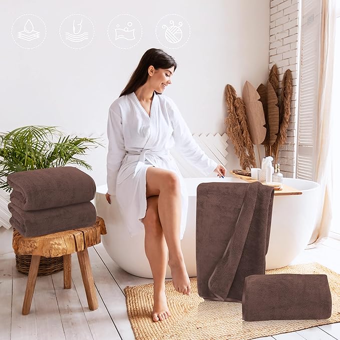 TENSTARS Silk Hemming Bath Towels