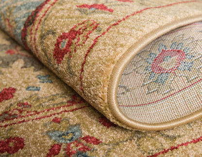 Unique Loom Edinburgh Collection Area Rug - Tulip (5' 1" x 8' Rectangle Tan/Red)