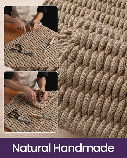 DEXI Jute Door Mat for Front Entryway, 24x35 Braided Woven Doormat Outside Entrance, Dirt Trapper Natural Fiber Entry Mats for Patio, Brown