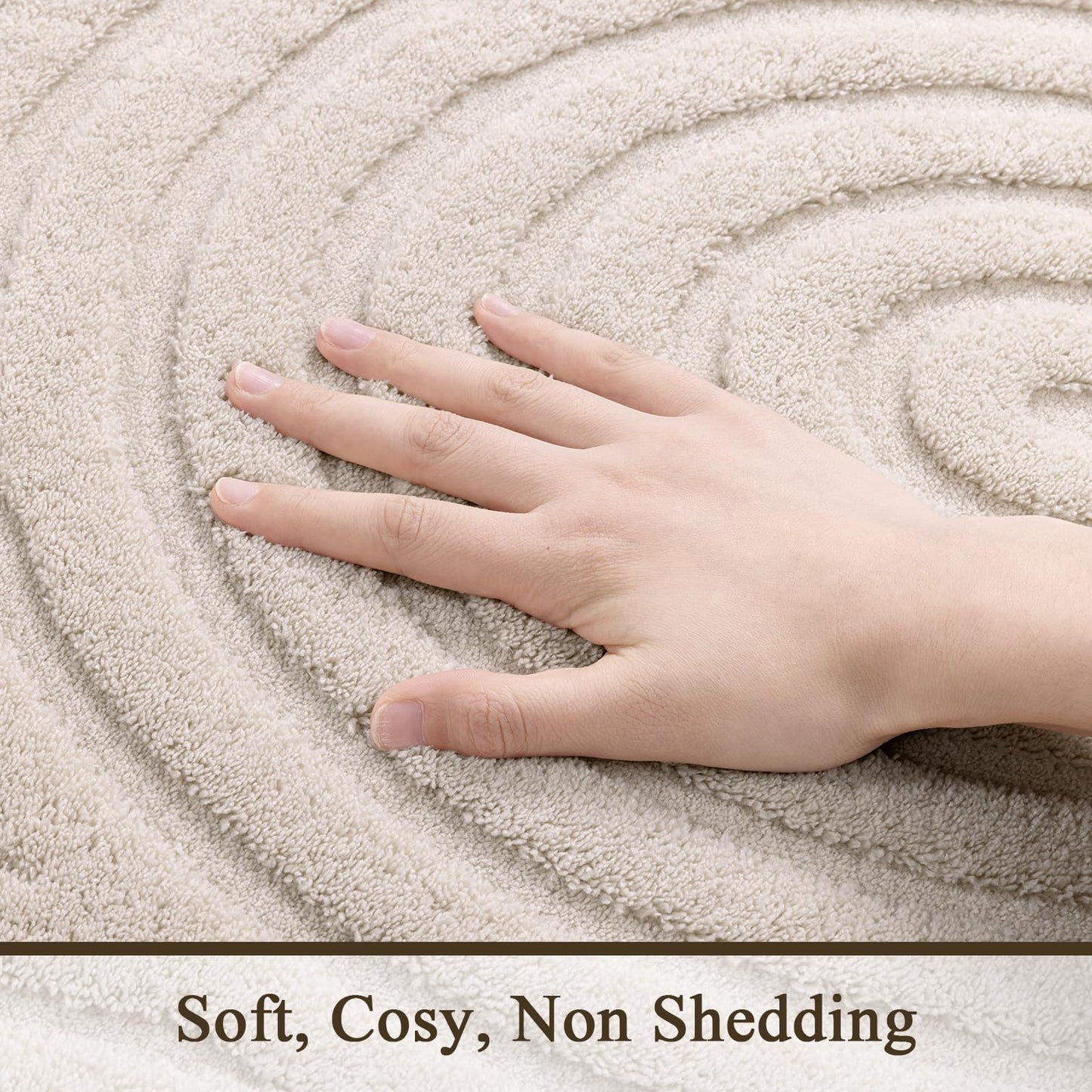 SHACOS Soft Cozy Fluffy Arch Pattern High Low Pile Runner Rugs 2'x6' Non Slip Washable Scandinavian Minimalist Rug Modern Geometric Arc Carpet for Living Room Bedroom Bathroom, Beige