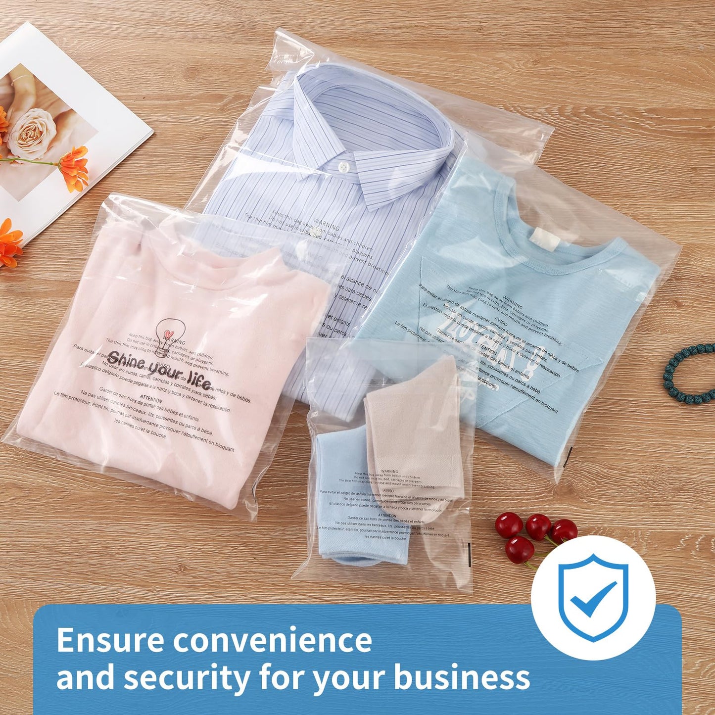 iMailer - 500 Pcs - 12" x 18" Poly Bags with Suffocation Warning Self Seal- Clear Shipping Bags 1.6 Mil for Clothing, Shirts, Packaging - Permanent Adhesive