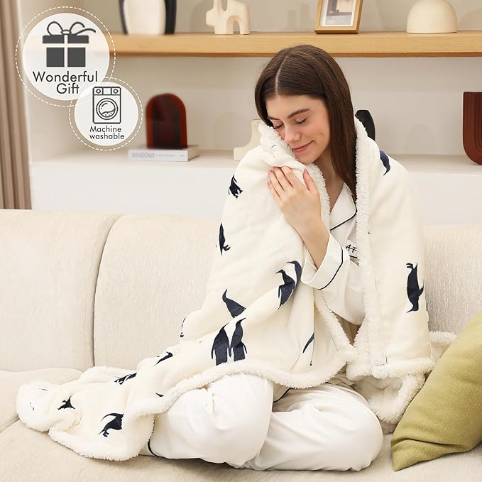Heated Throw Blanket, Electric Blanket Throw with 5 Heating Levels & 4 Hours Auto Off, Super Soft Flannel Sherpa Fast Heating Blanket with ETL Certified for Bedding, 50"x60", Cream White