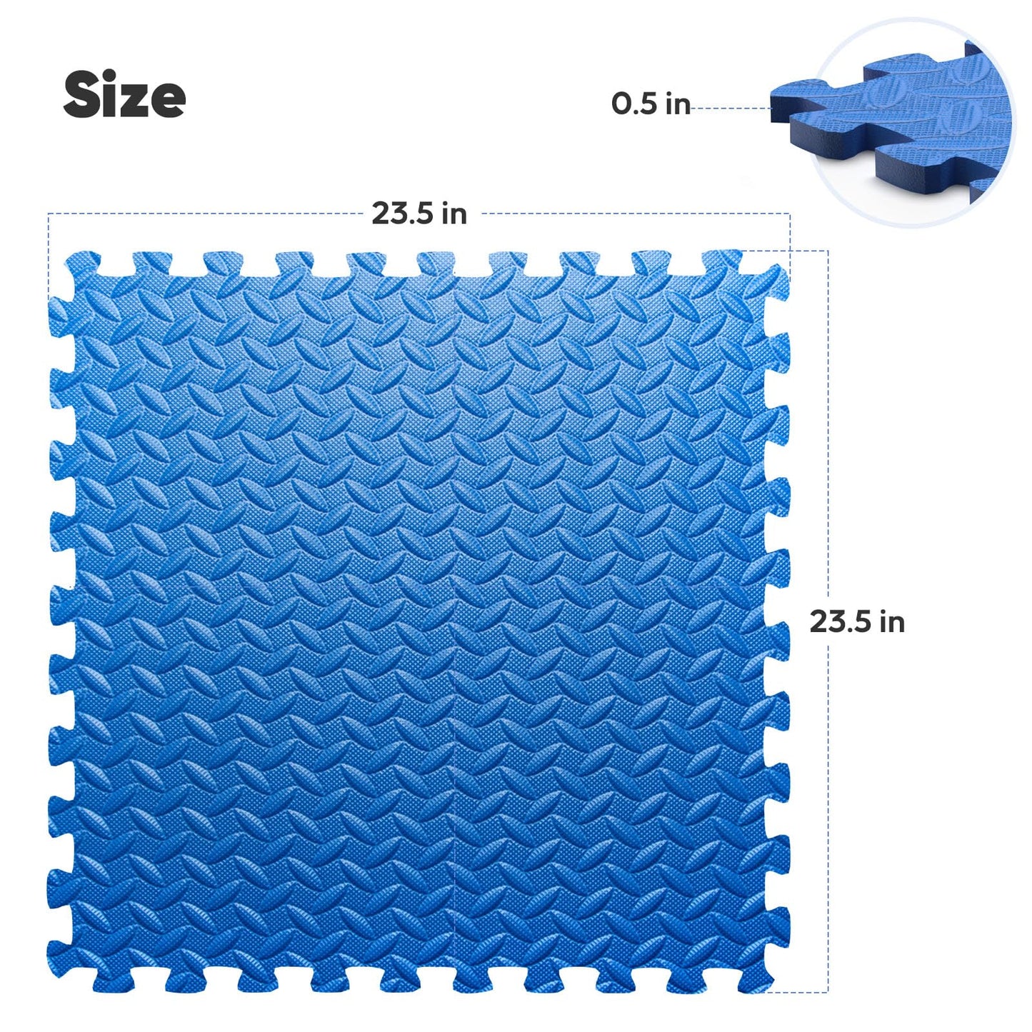 24 Pack Home Gym Mat, Puzzle Exercise Mat, EVA Interlocking Foam Floor Tiles for Home Workout Equipment and Kids' Play Areas - Blue, 24 in x 24 in x ½ in - 24 Tiles (Blue, 24 Pack 96 sq ft)