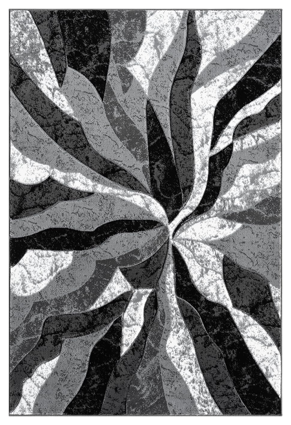 Modern Abstract Area Rug Hand Carved Contemporary Geometric Swirls Vibrant Colors Carpet for Living Room Bedroom Design PR1002 (Grey, 5' x 7')