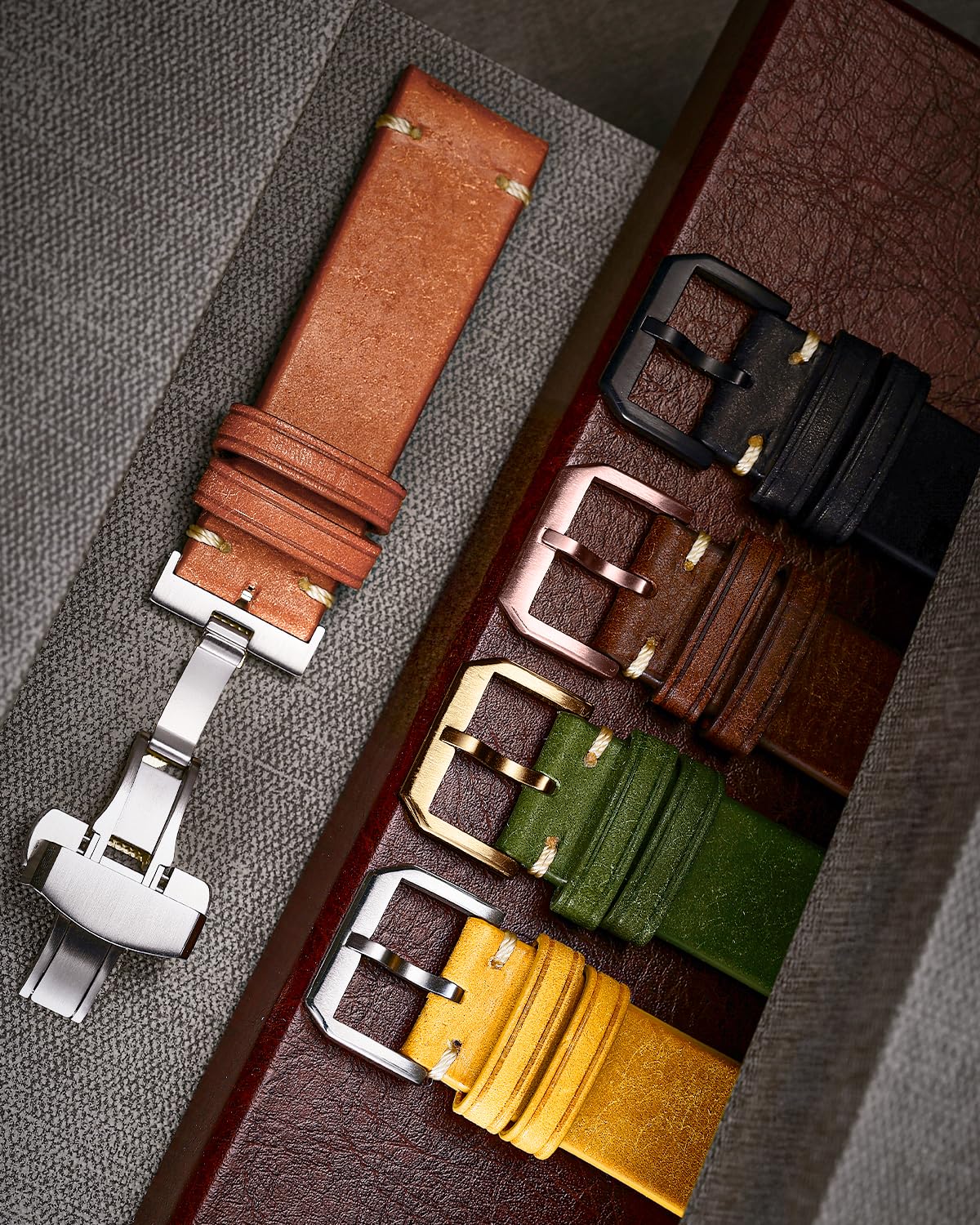 REZERO Leather Watch Straps, Italian Top-Grain Calfskin Watch Bands, Watch Band Replacements with Distressed Matte Finish for Men, Women 18mm 19mm 20mm 21mm 22mm 23mm 24mm
