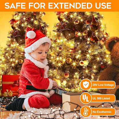 264FT 800 LED Christmas Lights, Twinkle Xmas Lights with 8 Modes and Timer, Outdoor Waterproof Christmas Tree Lights for Room Bedroom Wedding Party Holiday Decorations, Warm White