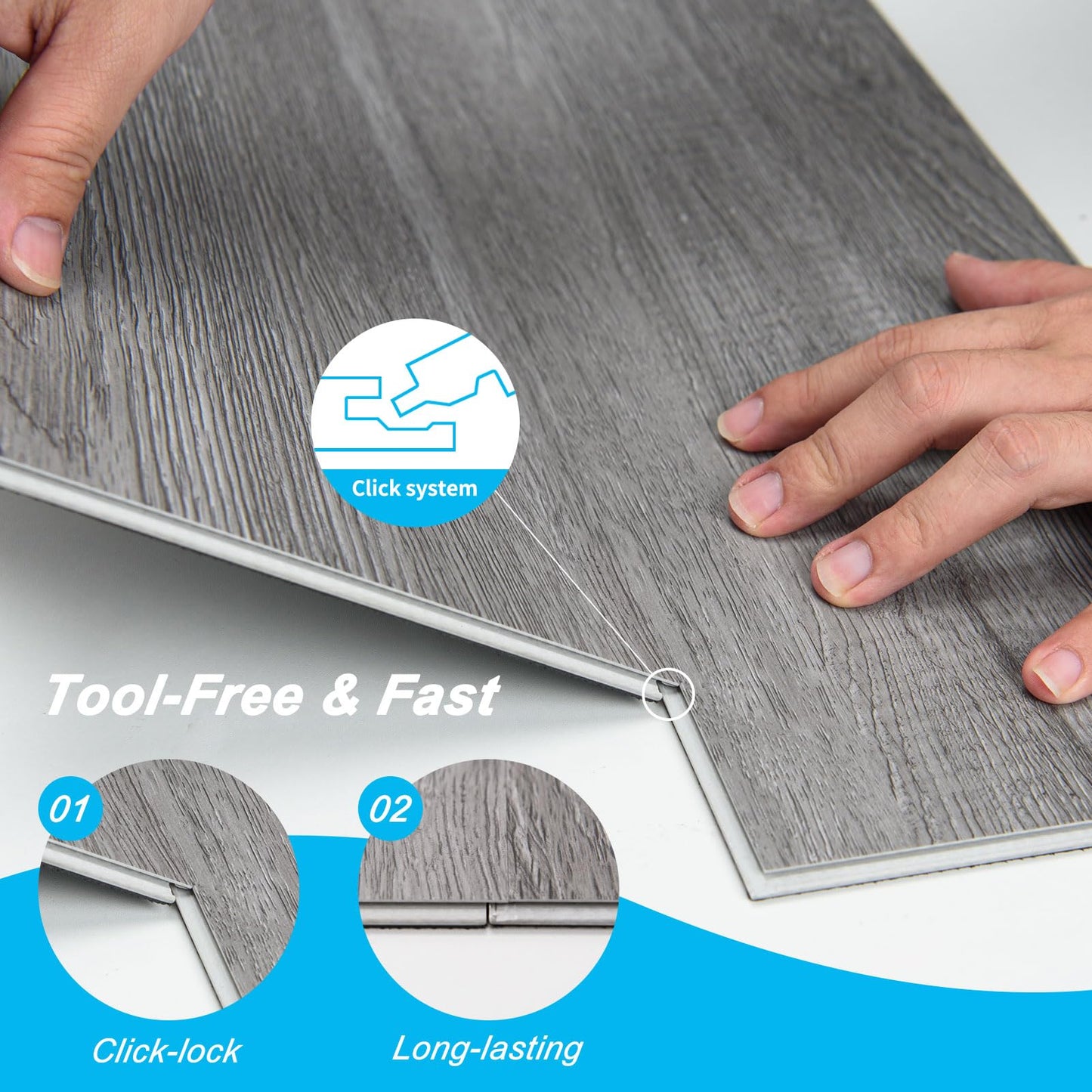 Art3d Wood Textured Click-Lock SPC Floor Tiles 24-Pack, 24x6 Inch Vinyl Floor Planks– Waterproof Flooring for Living Room, Kitchen, Basement, Ideal for New Home Buyers & Future Movers, Ash Brown