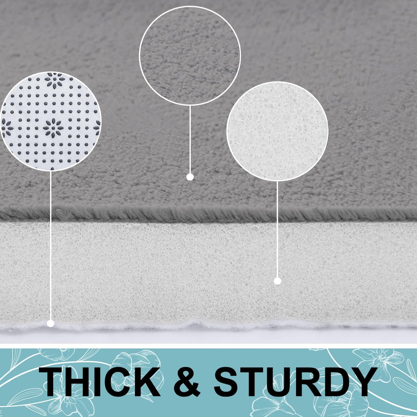 Smiry Memory Foam Bath Mat 47x17, Grey