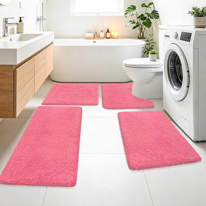 MondayRug Bathroom Rugs Non Slip 24"x16", Absorbent Bath Mats Quick Dry, Shaggy Microfiber Bath Rugs, Extra Soft Plush, Machine Washable Bath Mats for Bathroom Floor, Tub and Shower, Pink