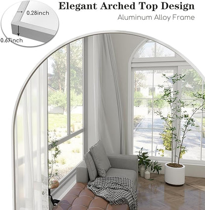 Arched Floor Mirror, 76 "x 34" Full Length Mirror Wall Mirrors Hanging or Leaning Arched-Top Full Body Mirrors with Stand for Bedroom, Dressing Room, White