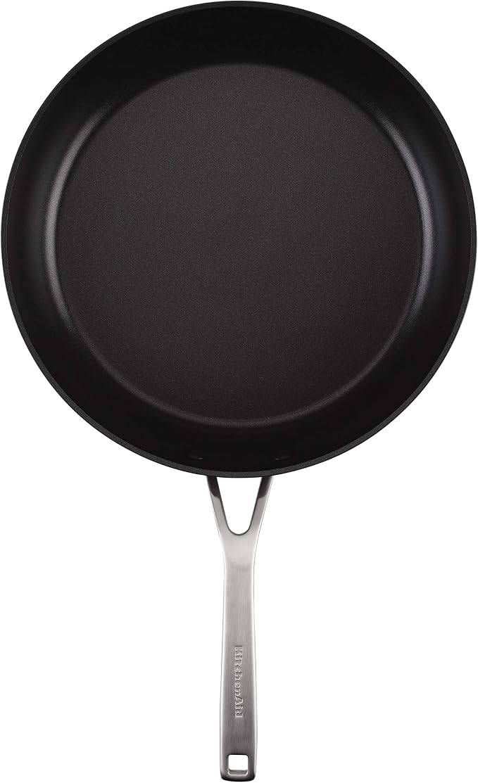 KitchenAid Hard-Anodized Induction Nonstick Frying Pan with Lid, 12.25-Inch, Matte Black