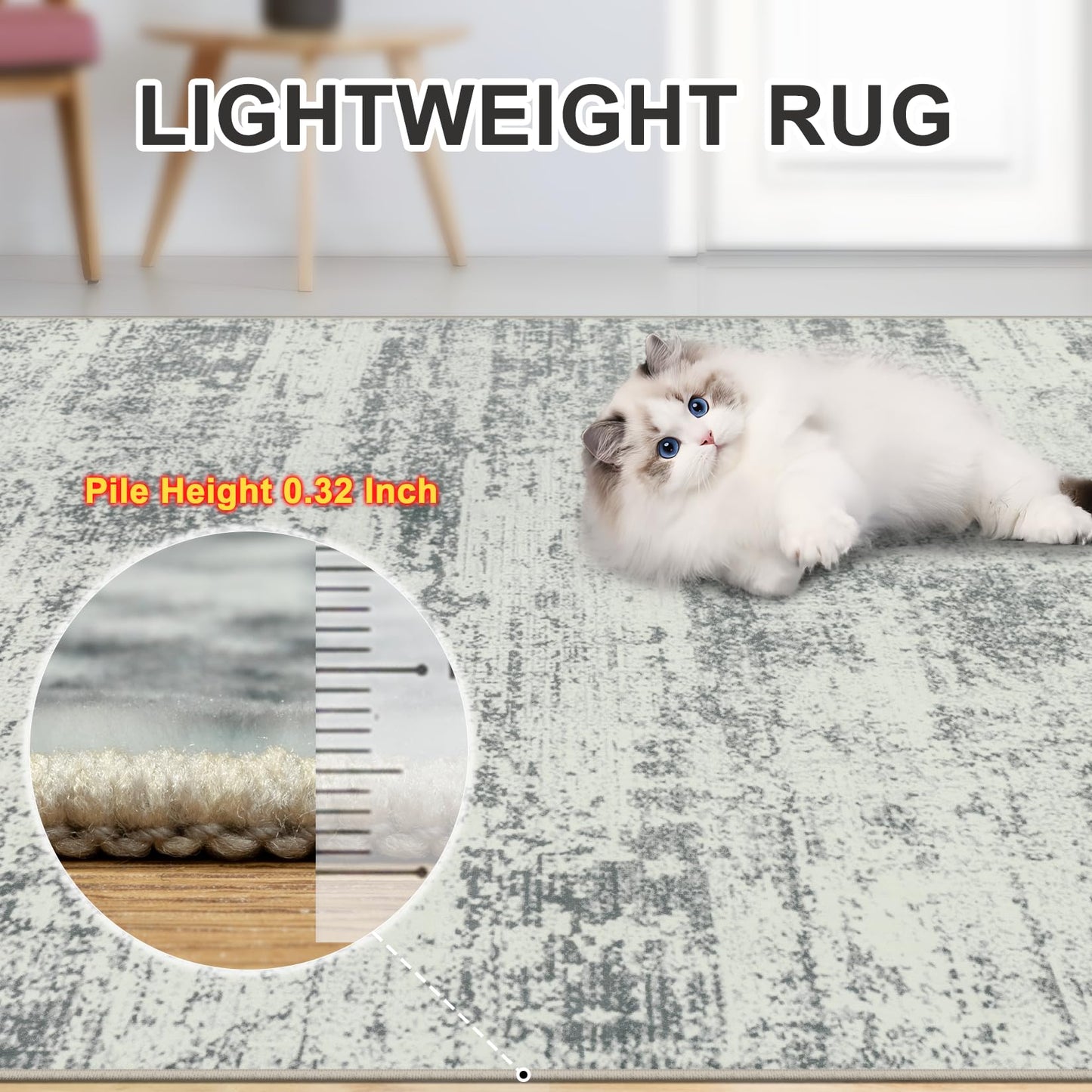 Area Rugs 9x12 Living Room - Washable Rug Modern Abstract Soft Large Neutral Non-Slip Carpet Indoor Floor Stain Resistant Thin Carpets for Bedroom Dining Room Farmhouse Nursery Home Office Grey