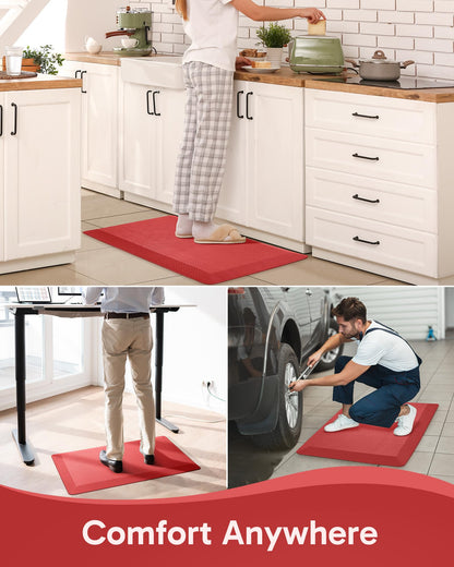 Ophanie Kitchen Mats for Floor, 3/4 Inch Thick Kitchen Rugs, 20''x32'' Anti Fatigue Standing Cushioned Mat, Waterproof,Comfort Ergonomic Mat for Office, Home, Sink, Red Non-Slip Bottom