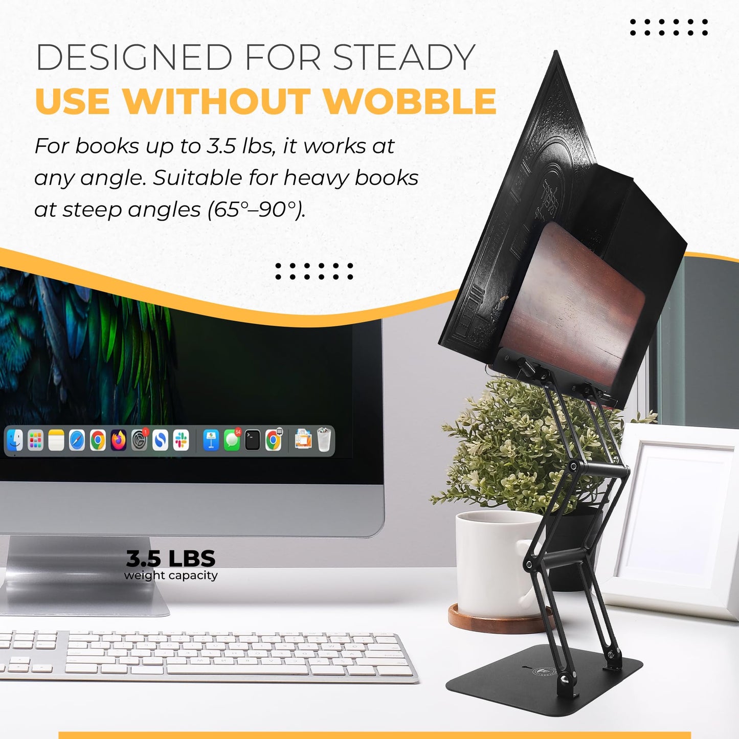 Dr. Shtaygen Foldable Book Stand for Reading – Adjustable Book Holder Height Up to 17.8″, Reading Stand with 13″ × 8.7″ Platform – Lightweight 3.3 lb Portability