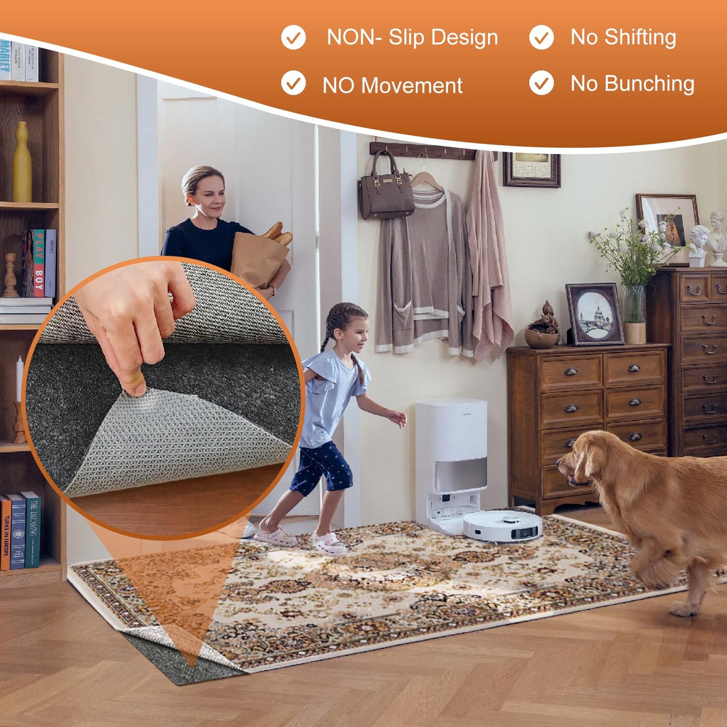 Comfypad - Felt Rug Pad, 2 x 6 Ft Rubber Non-Slip Rug Pad Gripper, Keep Rugs Secure and in Place, Extra Strong Under Carpet Mat Cushion - for All Floors