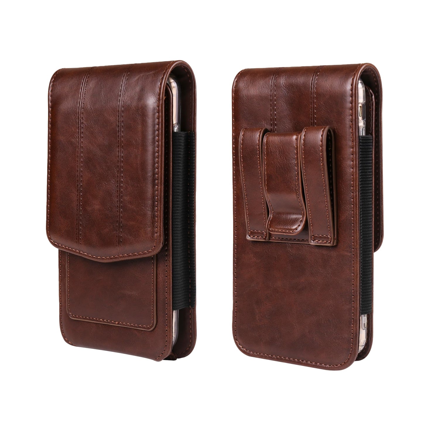 Cellphone Pouch Waist Men, Leather Cell phone Waist bag with Card Holder Leather, 6.5" Men's Waist Holster Waterproof Belt Clip Holder Wallet Waist Pocket Purse Smartphone Carrying Case Bum Bag