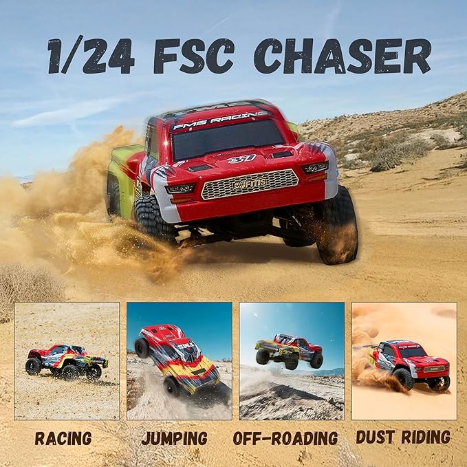 BEEZRC 1/24 FSC Chaser RC Truck 4WD Short Course Truck RTR Fast Off-Road Remote Control Truck Hobby RC Car High Speed Remote Control Car for Adults for Beginner Gift (Purple)