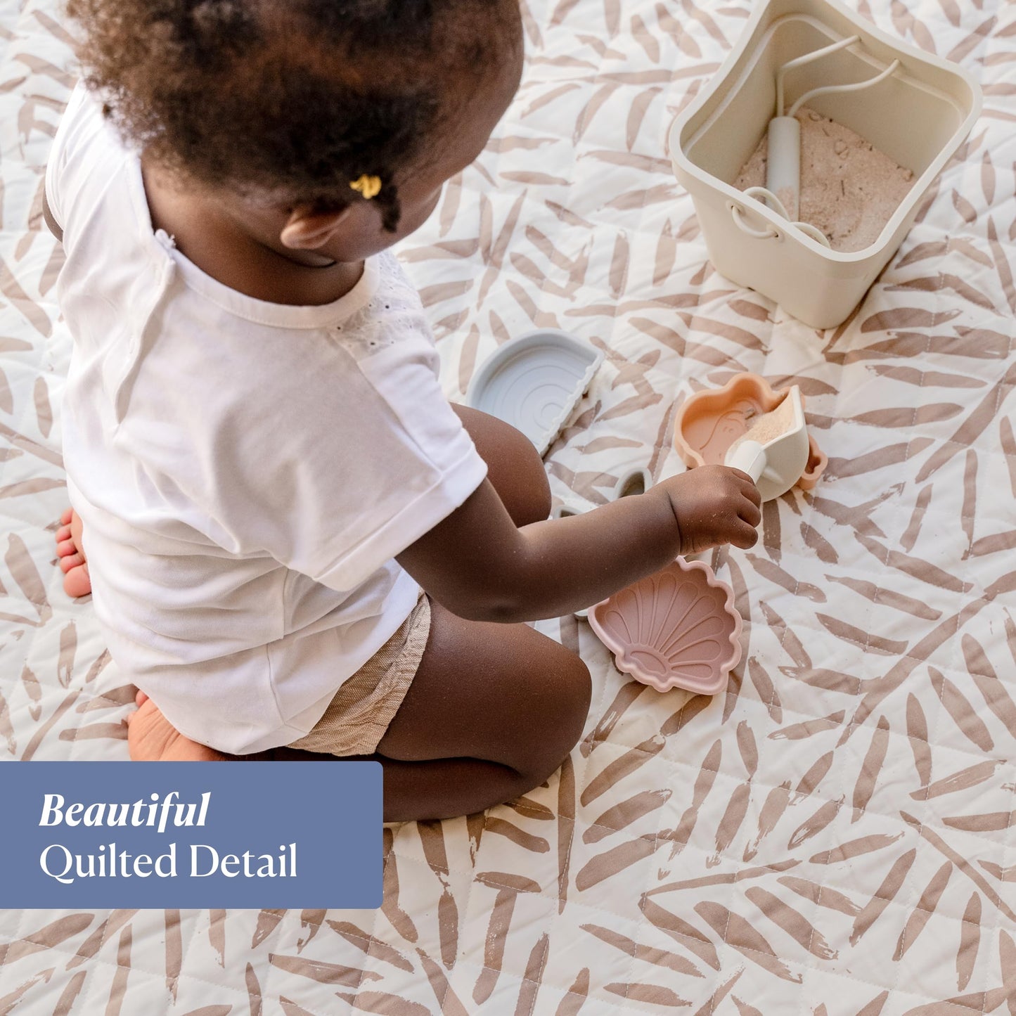 Toddlekind Portable Baby Mat – Organic Cotton 47" x 47" Reversible Indoor/Outdoor Playmat for Babies, Toddlers, Picnics, Patio, and Garden Use 0m+ Tan (Taupe)