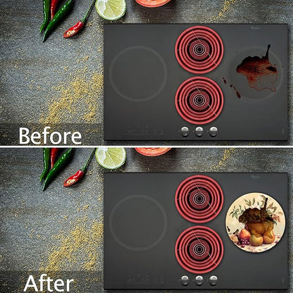 Vintage Fruits Electric Stove Burner Covers，4 Pack Round Stove Burner Covers，8 Inches and 10 Inches，Gas Stove Burner Covers,Metal Stove Burner Cover，Colorful Rustic Cooktop Decorative，Kitchen Decor