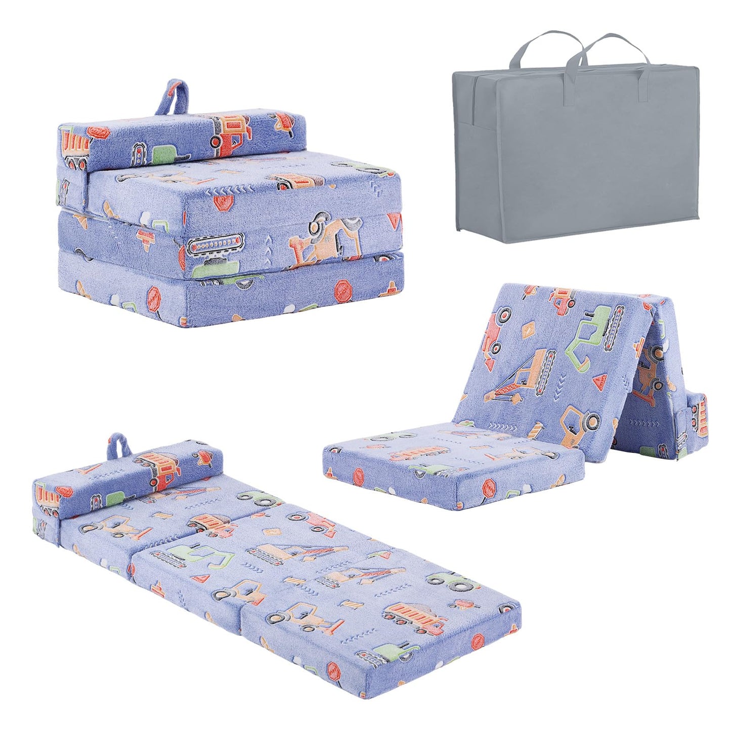 Tiita Foldable Floor Mattress for Kids-Glow in The Dark Toddler Nap Mat with Storage Bag, Portable Toddler Floor Nap for Travel, Daycare, Camping, RV, Playroom, Vehicles