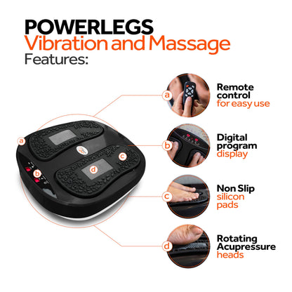 Power Legs Electric Foot Massager Machine with Remote Control, Adjustable Speed, Vibration - Calf Massager - Feet Massager for Neuropathy Pain Relief, Plantar Fasciitis, Leg Blood Circulation (Black)