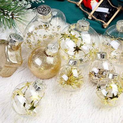 SHareconn 86PCS Christmas Balls Ornaments Set,Shatterproof Plastic Clear Decorative Baubles for Xmas Tree Decor Holiday Wedding Party Decoration, Glod