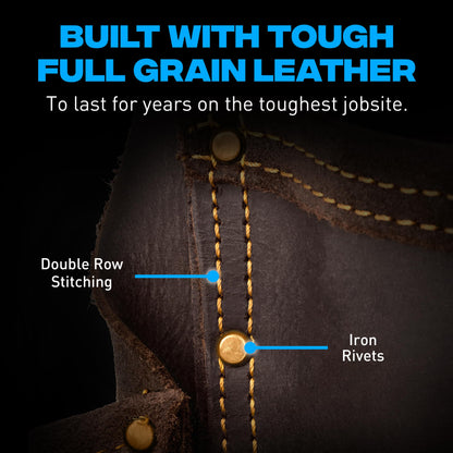 OX Pro Oil‑Tanned Leather Carpenter Tool Belt with Padded Suspenders & Dual Hammer Loops