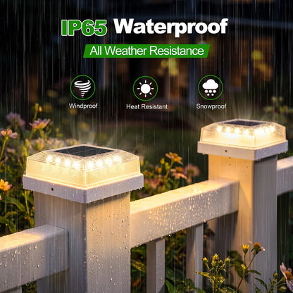 Brightever 3.5x3.5 4x4 Solar Post Cap Light Outdoor, 8-Pack Fence Post Solar Lights for Wooden/Vinyl Posts, 3 Lighting Modes, Solar Powered Waterproof Deck Post Lights for Garden Patio, White