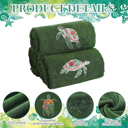 3 Pack Hibiscus Sea Turtle Beach Hand Towels