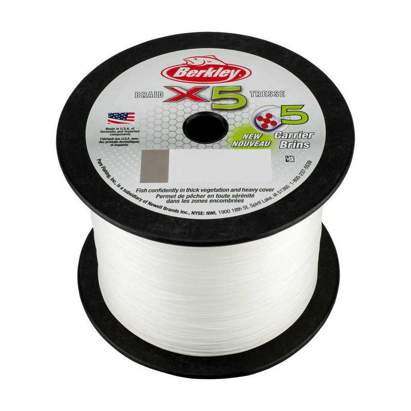 Berkley x5 Braid Superline, Crystal, 15-Pound Break Strength, 164yd Fishing Line, Suitable for Freshwater and Saltwater Environments