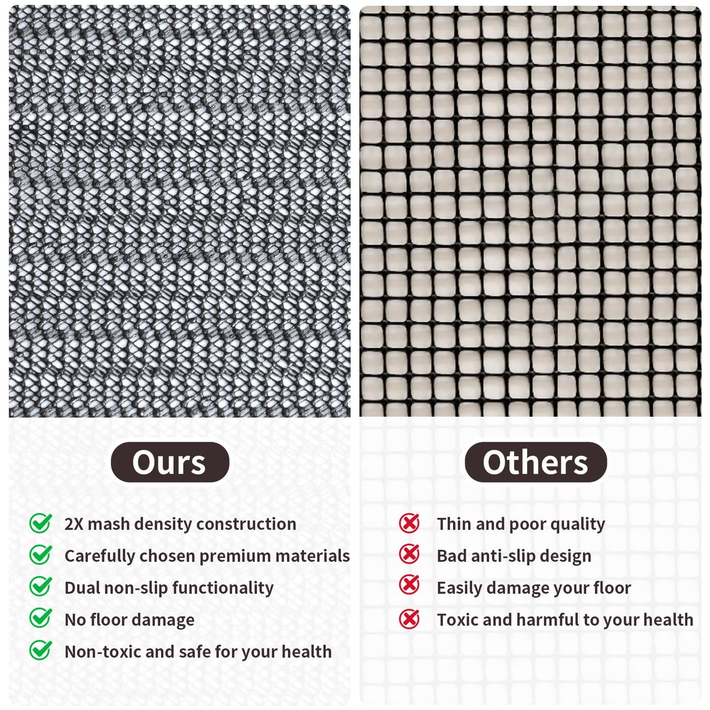 PureFit 4x6 Rug Pad Gripper for Hardwood Tile Floors Carpet, Anti Slip Rug Grips, Dual Dense Non Slip Rug Pads Mats