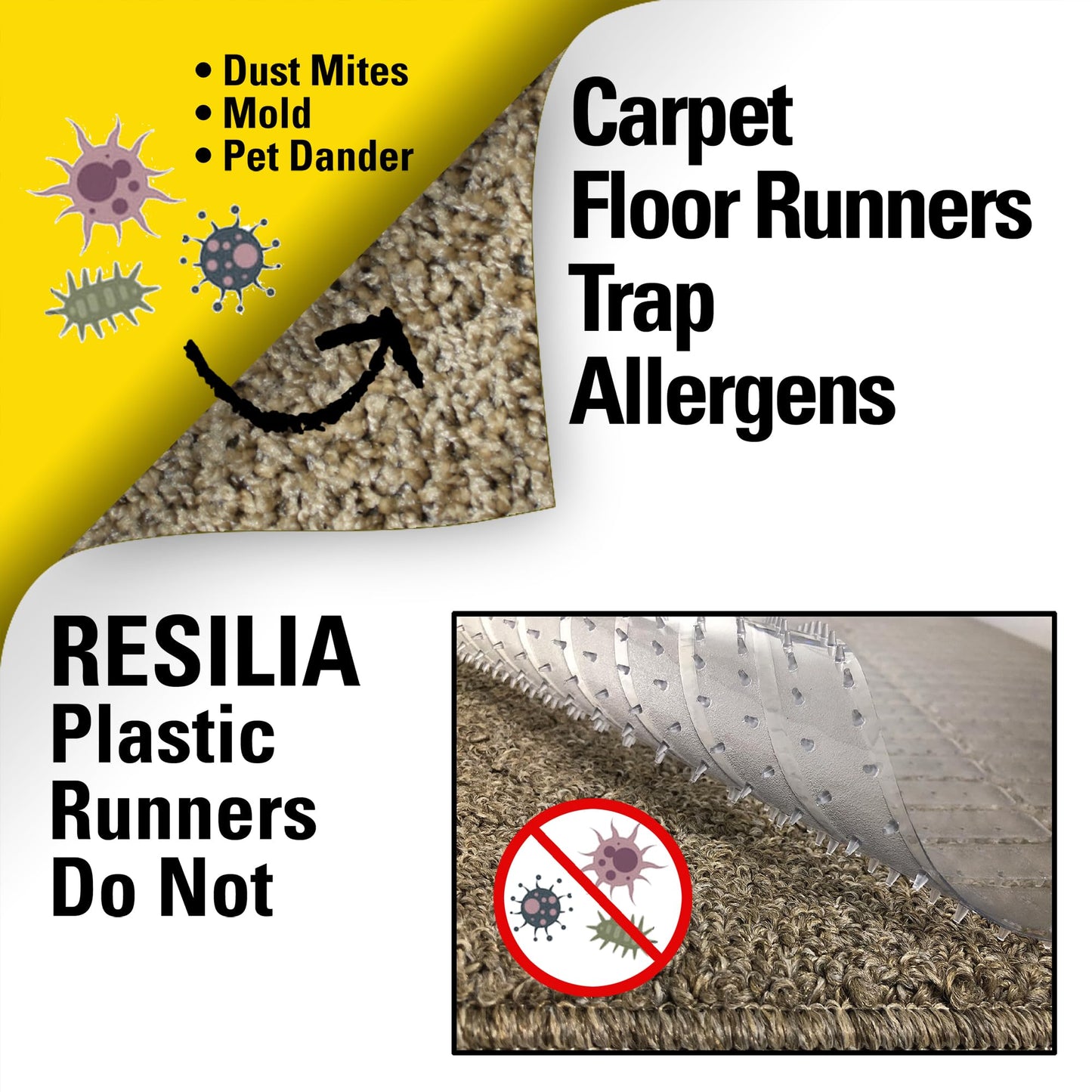 RESILIA Premium Clear Floor Protector Mat – Heavy-Duty Plastic Vinyl Covering for Hardwood, Tile, or Laminate Floors, Table, or Desk –American Modern Pattern 27" x 6' Waterproof Roll, Made in USA