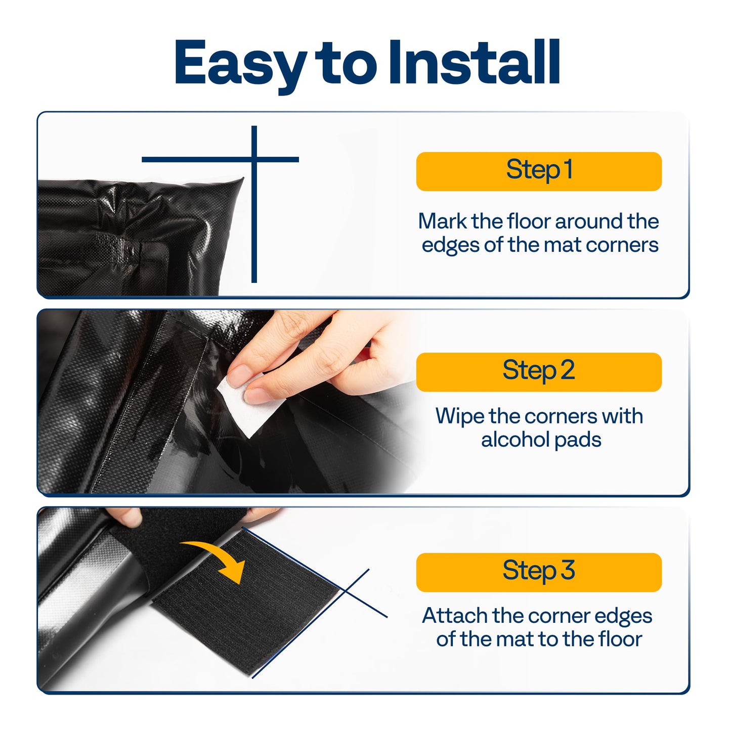 VIVOHOME Containment Mat (7'9" x 18') with Stay Put Corner, PVC Garage Floor Mats, Heavy Duty Garage Parking Mat with a Squeegee,Black