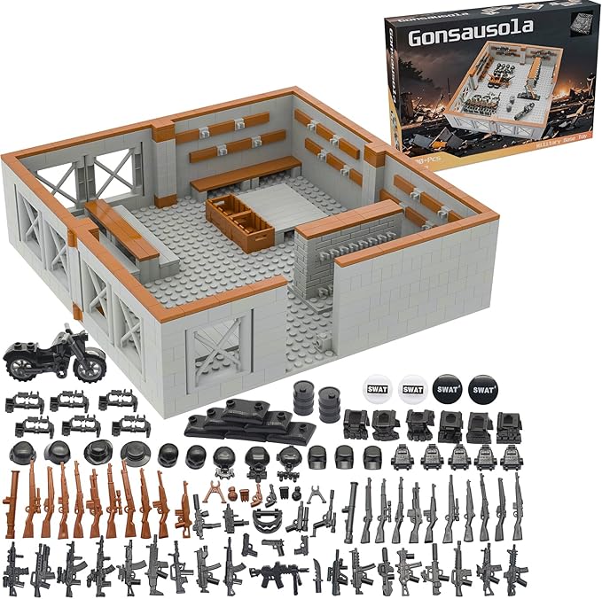 Military Base Building Bricks Set Defence Base Guard Tower Guns Weapons Building Block Toy Weapon Pack Accessories Kits Toys for Kids
