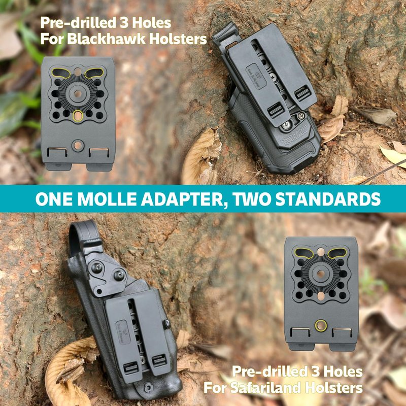 GUN & FLOWER MOLLE Adapter, Polymer Modular Attachment for Gun Holsters/Magazine Pouches. Fits Molle Belt/Molle Vest. 1-Pack 2-Pack 4-Pack