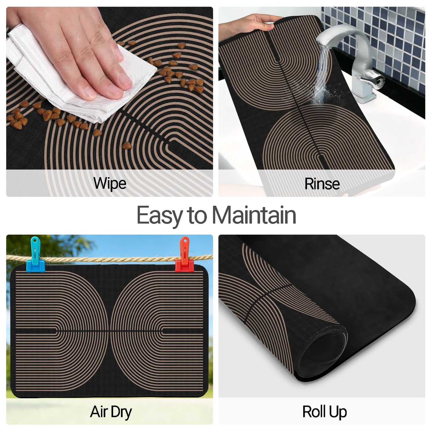 Dog Food Mat, Absorbent Waterproof Non-Slip Pet Cat Bowl Feeding Mat for Food & Water Pet Supplies 16 * 24"