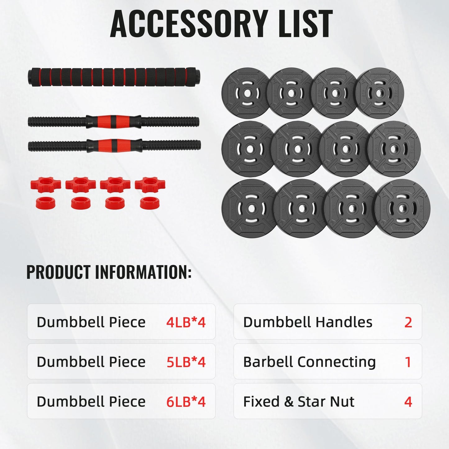 Fitvids Multi-Functional Portable Changeable Dumbbell and Barbell Kettlebell Set with Adjustable Weights, 40LBS or 60LBS Sets, 2-in-1 or 4-in1, Multiple Sizes