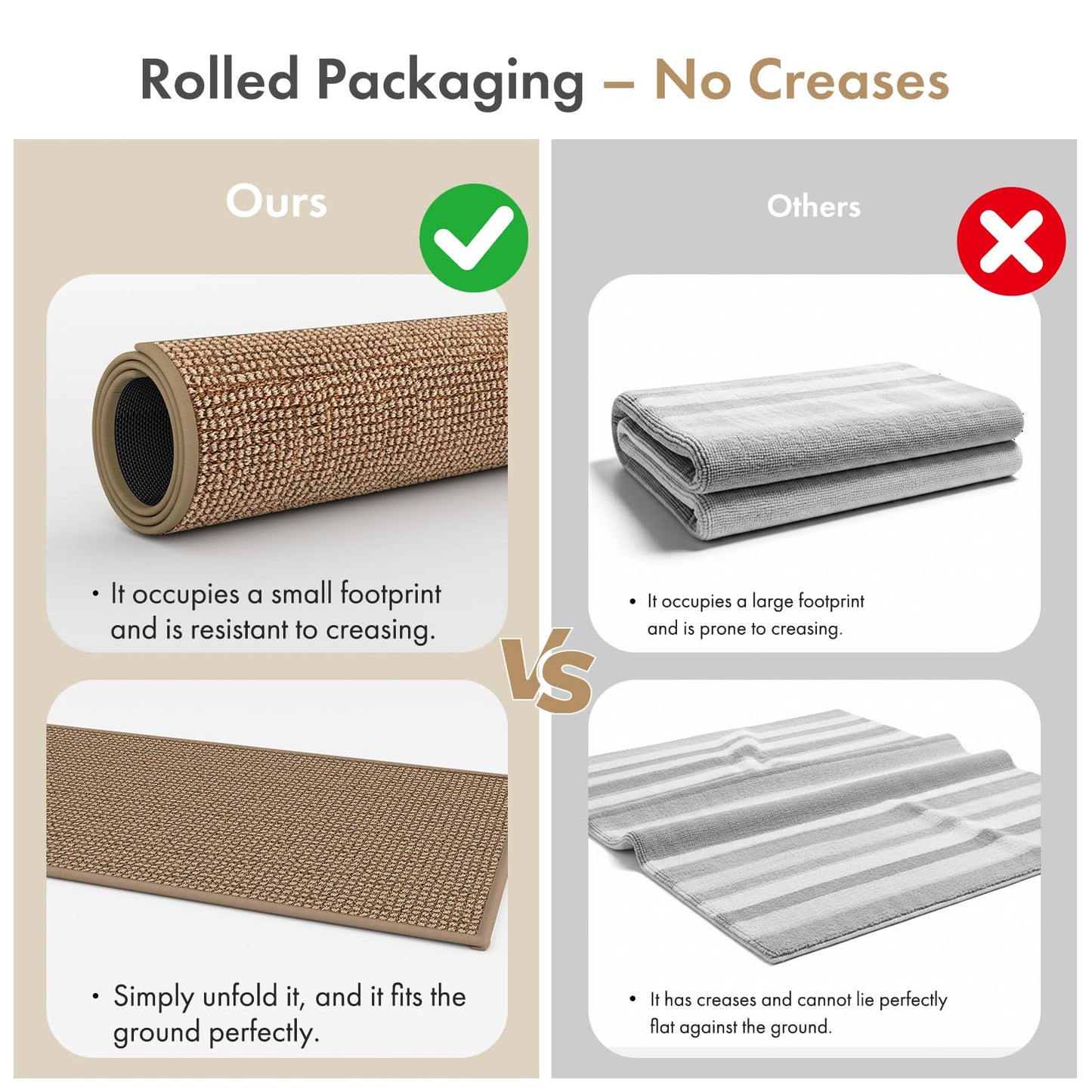 Atoping Indoor Door Mat 36"x60", Dirt Trapper Entryway Mat(Rolled-Up, No Creases), Non-Slip Absorbent Doormat for Front Door Inside Entrance, Low Profile Floor Mats with Rubber Backing, Light Brown