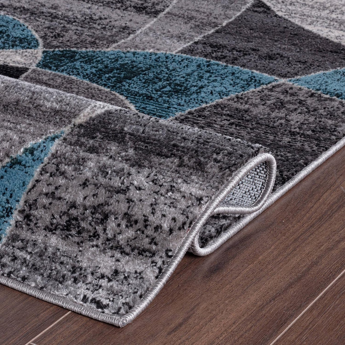 Rugshop Blue Large Abstract Circles Non-Shedding Area Rug, for Living Room, Dining Room and Open Spaces, 7'10" x 10'