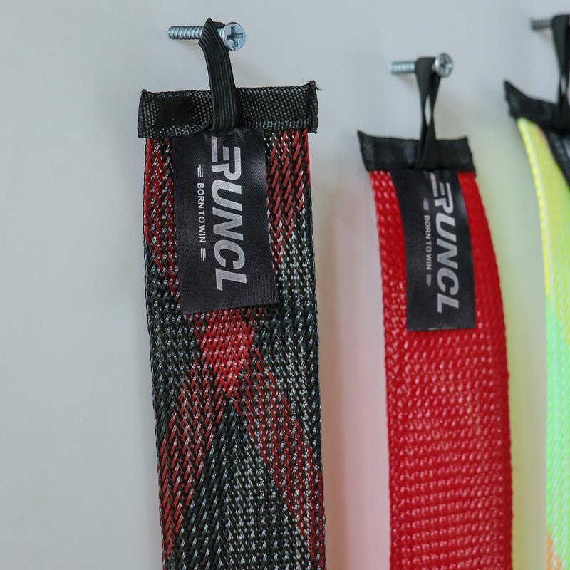 RUNCL Spinning Rod Socks, Fishing Rod Sleeves, Fishing Pole Sleeves (Red&Black, 2pcs) & Spinning Reel Bags, Fishing Reel Covers (2pcs)