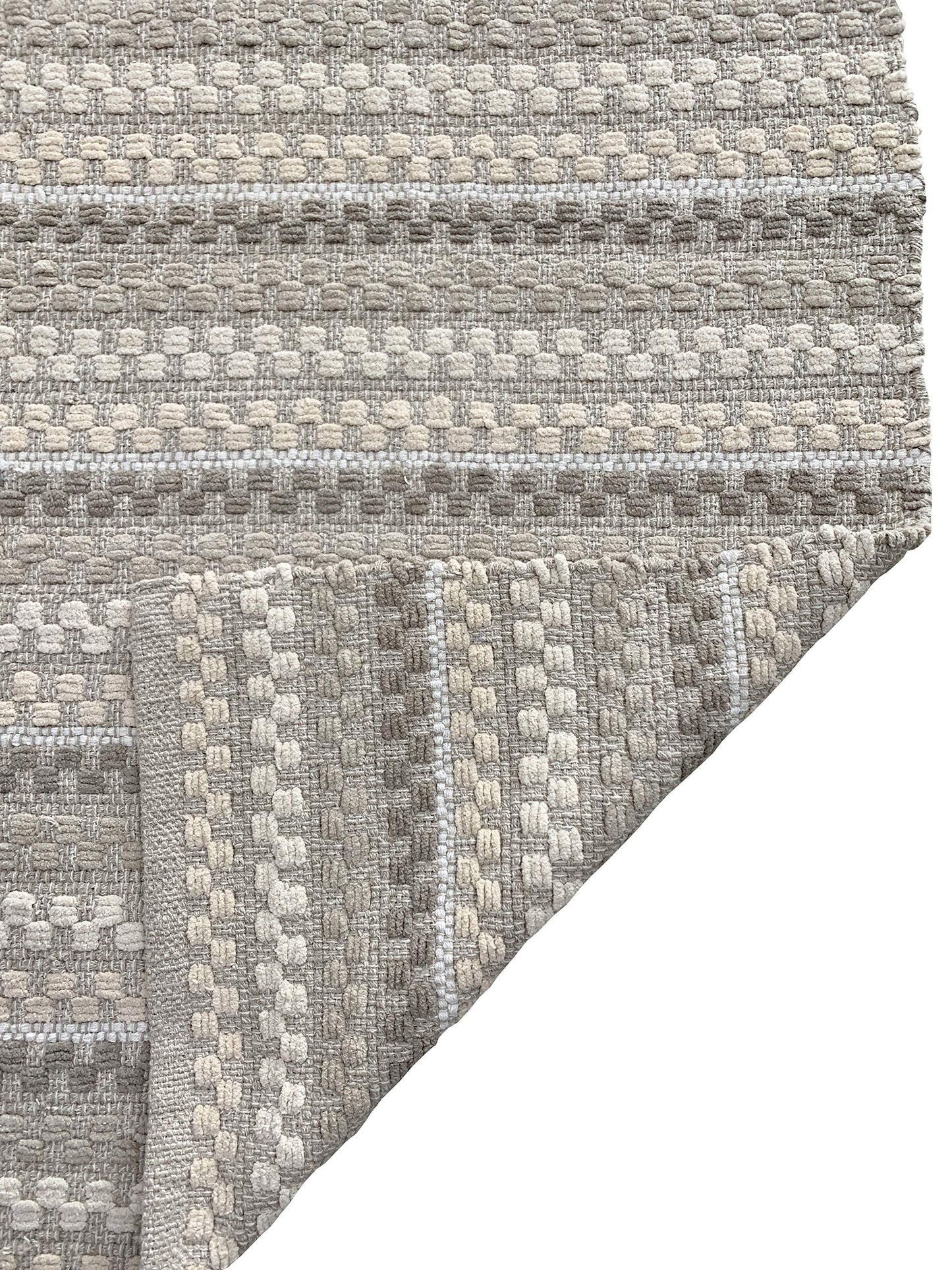 Cotton Chenille Hand Woven Area Rug 2x3 Feet - Linen Combo, Reversible Quick Water Absorbent Accent Floor Rugs Ideal for Bathroom, Kitchen, Bedroom | Beige Soft Washable Durable Mat for Home Décor