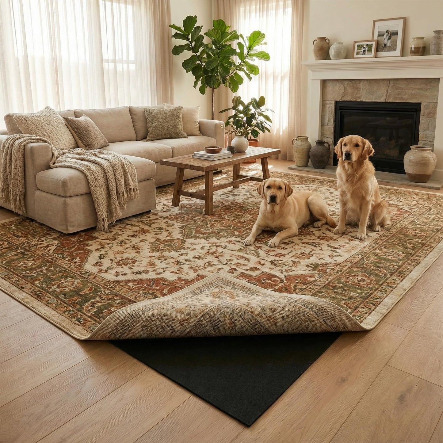AHEONLAR Non-Slip Rug Pads, Waterproof Extra Large Area Rugs Pad 8'x10' Non Skid Felt Pads, Rugs for Living Room, 1/8 inch Thick Carpet Padding Protector Mat Floor Mat