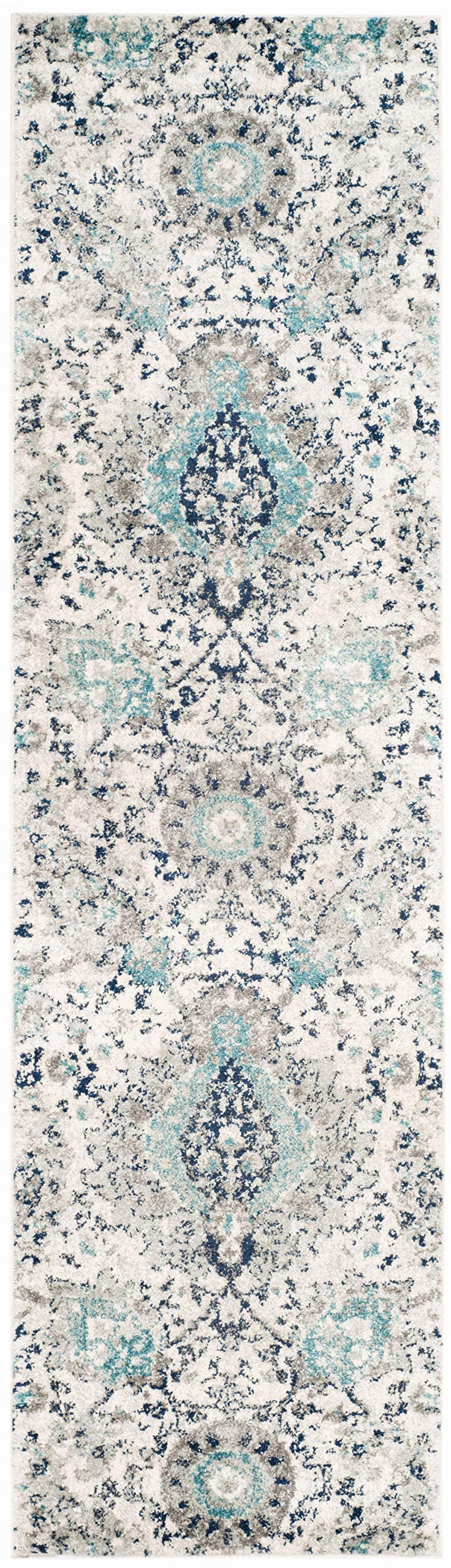 SAFAVIEH Madison Collection Runner Rug - 2'3" x 6', Cream & Light Grey, Boho Chic Glam Paisley Design, Non-Shedding & Easy Care, Ideal for High Traffic Areas in Living Room, Bedroom (MAD600C)
