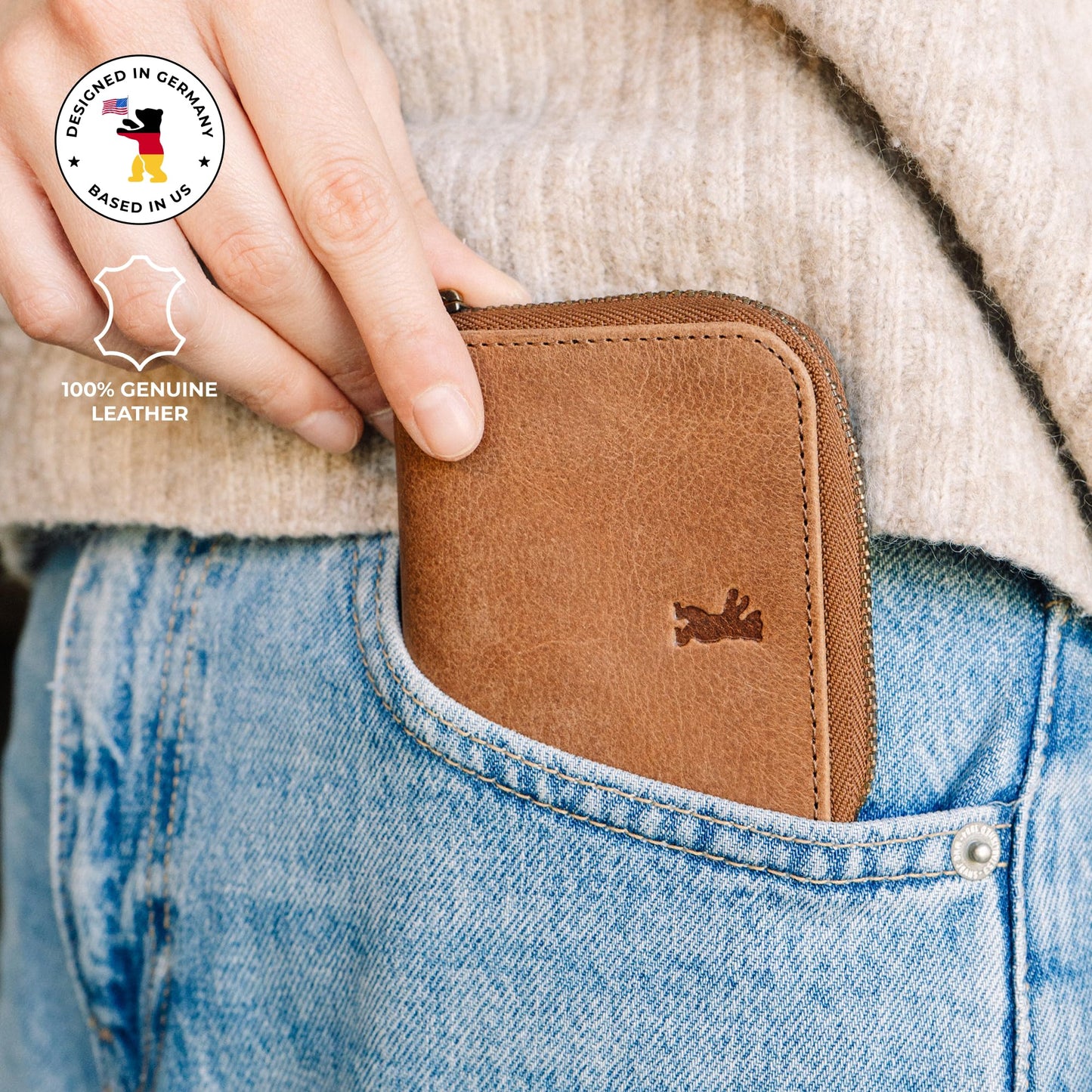 Berliner Bags Vintage Genuine Leather Small Wallet for Women and Men Braga, Change Purse, Mini Bifold Wallet for Cash and coins, RFID Blocking, Gift Box - Brown