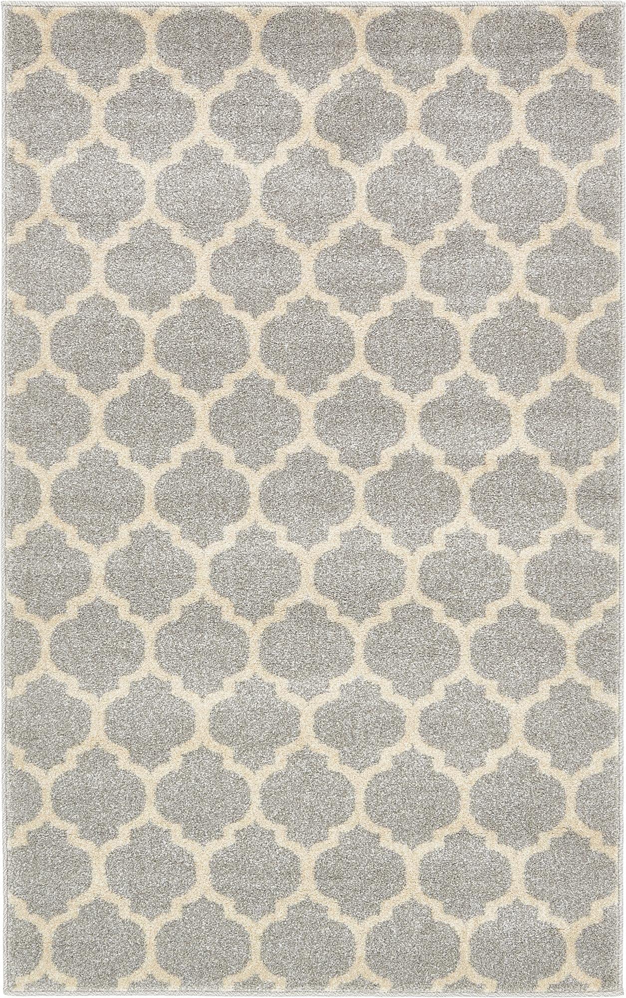 Rugs.com Lattice Collection Rug – 3' x 5' Light Gray Medium Rug Perfect for Entryways, Kitchens, Breakfast Nooks, Accent Pieces