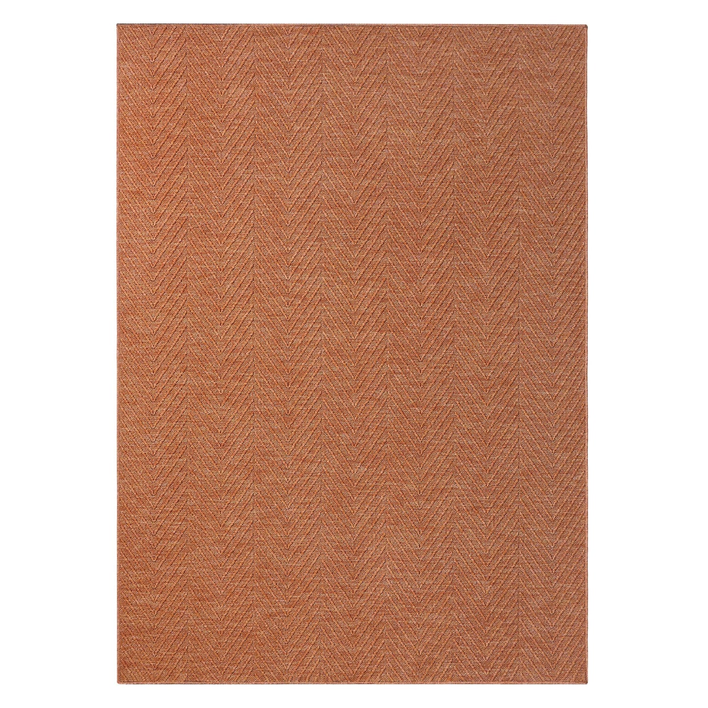 Town & Country Basics Pax Herringbone Textured Solid Everwash® Washable Area Rug, Low Pile, Non-Slip Backing, Easy Clean Pet & Family Friendly Rug, Rust, 4'11"x7'